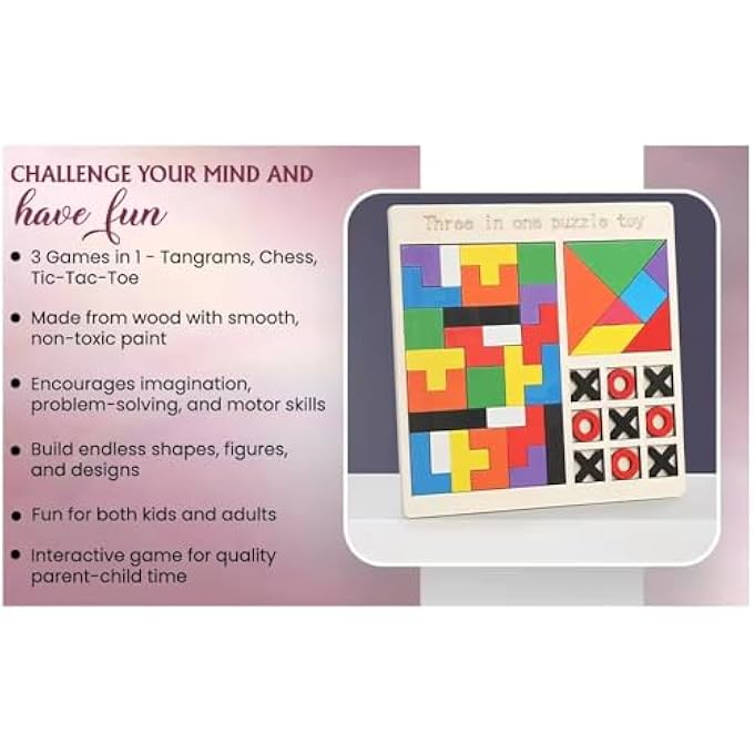 CLASSIC WOODEN 3 IN 1 PUZZLE TOY, MONTESSORI EDUCATIONAL JIGSAW PUZZLE BLOCK GAME FOR BOYS AND GIRLS, 3D SHAPE MATCHING LEARNING TOY FOR KIDS, STEM DEVELOPMENT ACTIVITY - Image 3